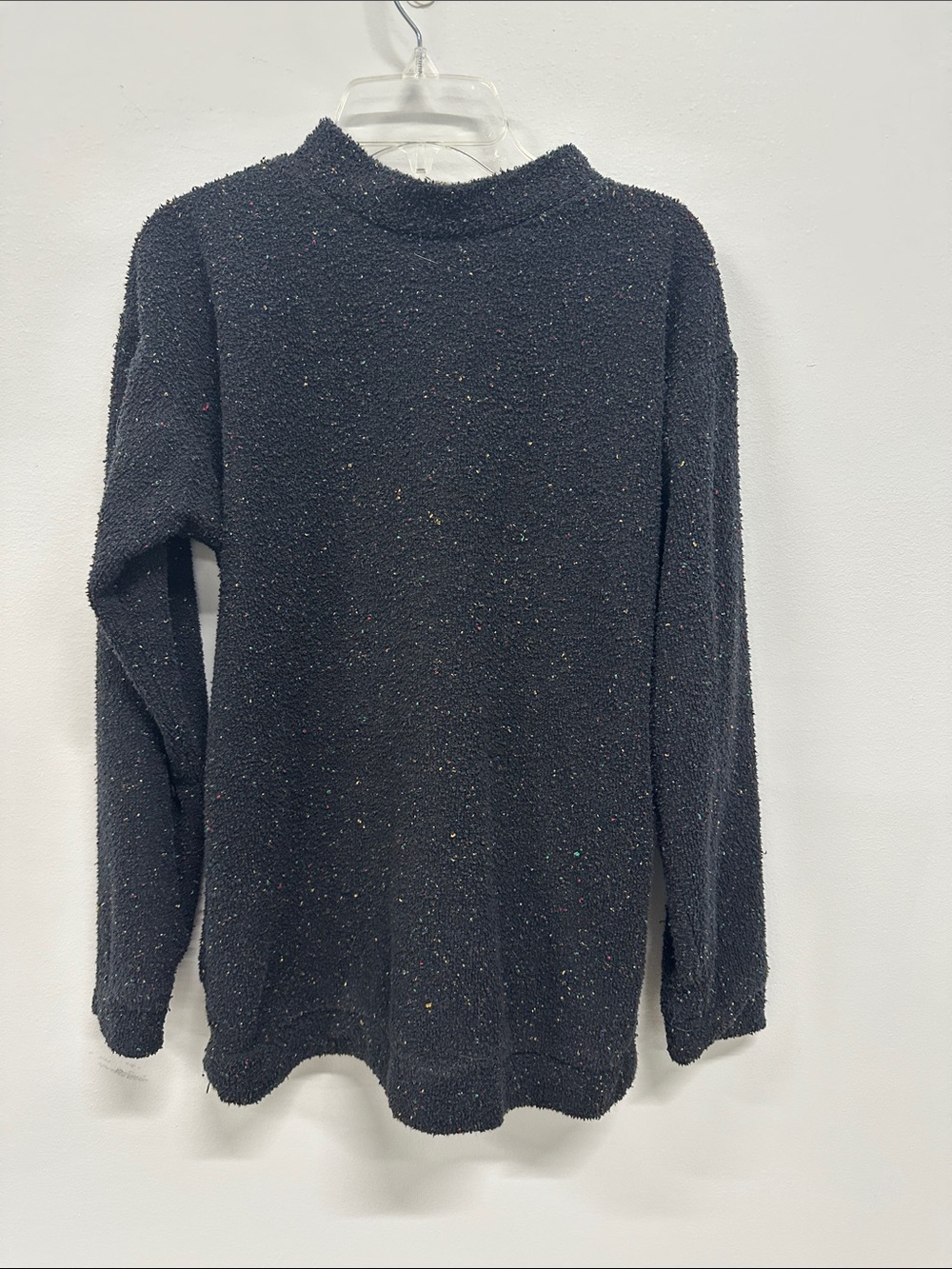 Everyday Black Crewneck Sweater with Multicolor Flecking